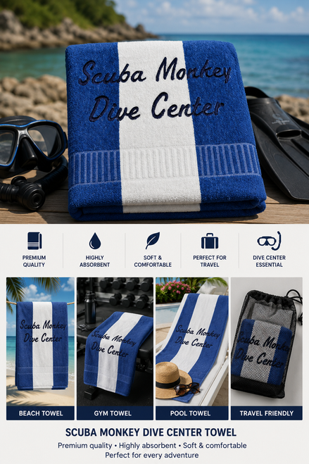 Scuba Monkey Signature Cabana Stripe 28 x 56 Towel