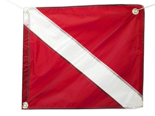 Marine Sports Nylon w/ Stiffener Flag 20 Inch x 24 Inch Red/White