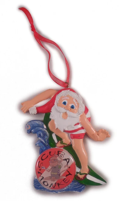 Sea Creations Surfing Santa Ornament 3.25 Inch Red
