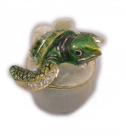 Sea Creations Turtle Hatching Jewelry Box 2.5 Inch Green