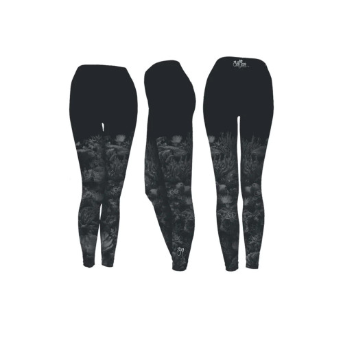 Sea Fear Stylish Black Coral Design Full Length Active Legging for Women