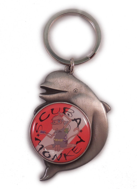 Scuba Monkey Signature Dolphin Keychain 2-4 Inch (Silver,2.25 In)