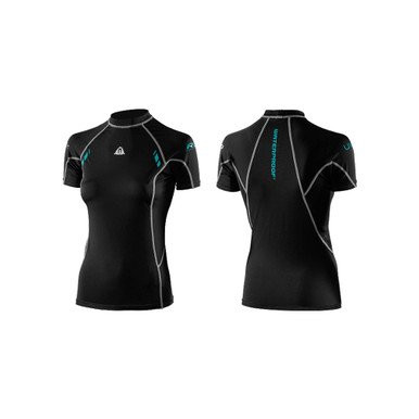 Waterproof Women's R30 Rash guard short sleeve Skin (Black,Medium)