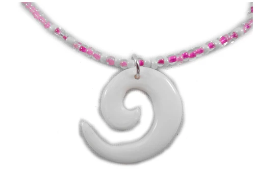 Charming Shark Boy's Beaded with Bone Round Necklace 18 Inch Pink