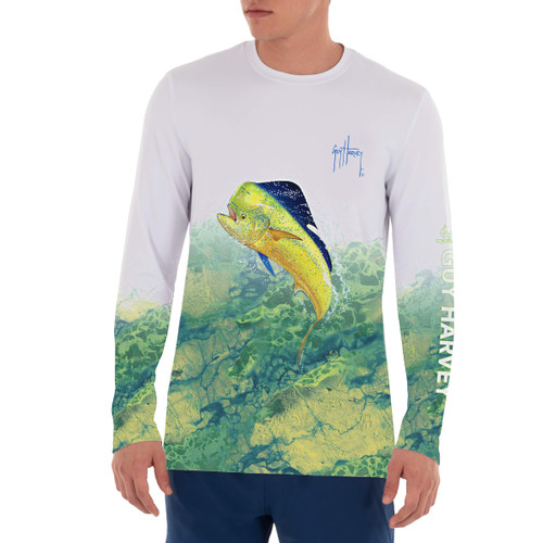 Guy Harvey Rt Camo Leap Ls Sun Protection Tee Bright