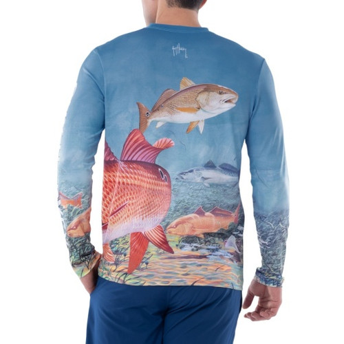 Guy Harvey Mens Seeing Red Long Sleeve Sun Protection Tee