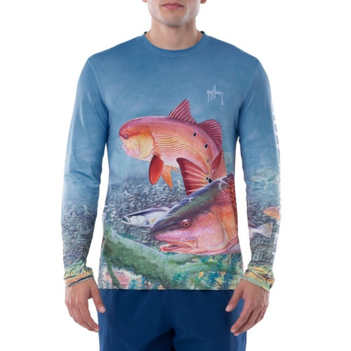 Guy Harvey Mens Seeing Red Long Sleeve Sun Protection Tee