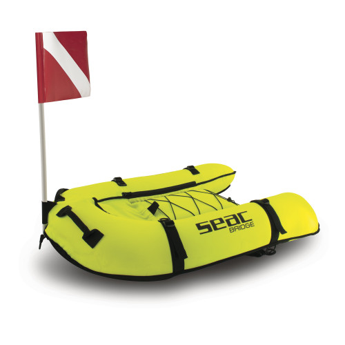 Seac  Bridge, Inflatable Float for freediving and spearfishing, with shoulder straps, 37.4 x 27.5 in (yellow,one size)