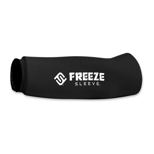 Side view of a silhouette of the Freeze Sleeve - Black on a white background.