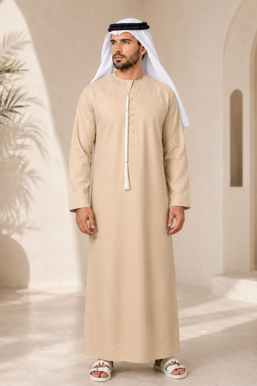 Traditional Cream Emirati Thobe – Traditional Cultural Design