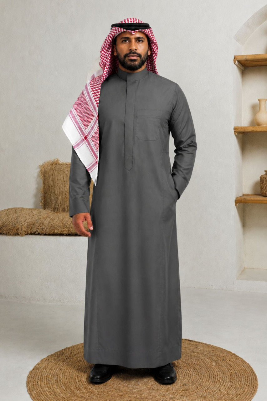 Perfect Formal Grey Saudi Thobe –  Elegant & Casual Wear