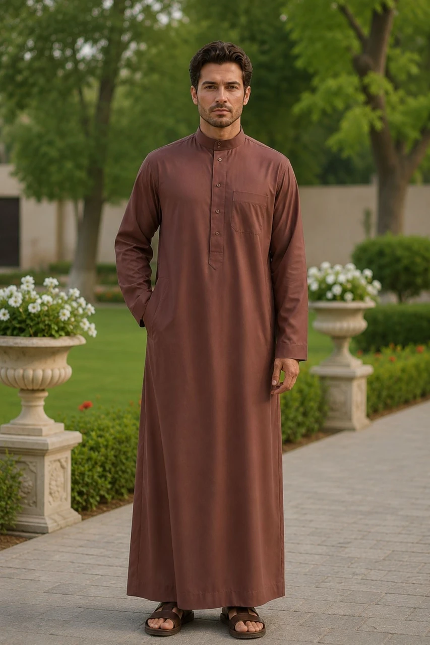 Dark Pink Saudi Thobe for Men