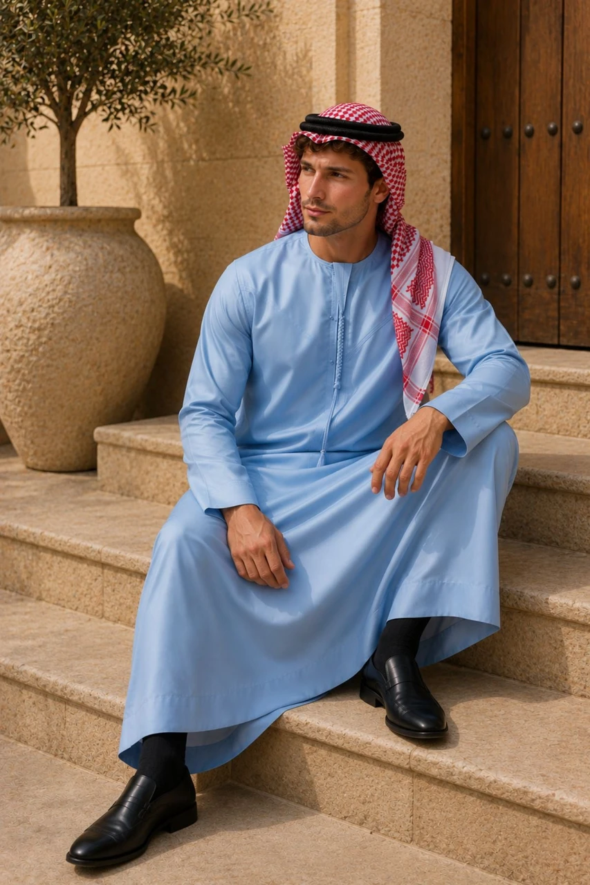Cool Sky Blue Thobe for Men – Classic Emirati Style