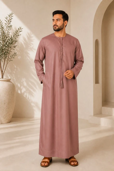 Light Rose-Brown Emirati Thobe – Elegant and Modern