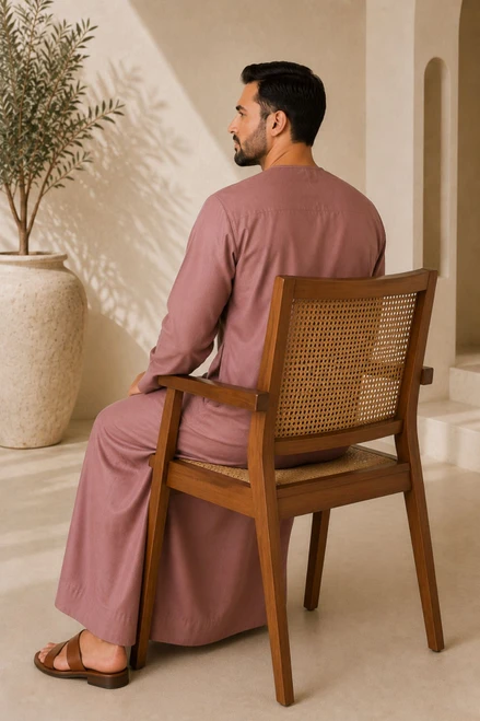 Light Rose-Brown Emirati Thobe – Elegant and Modern