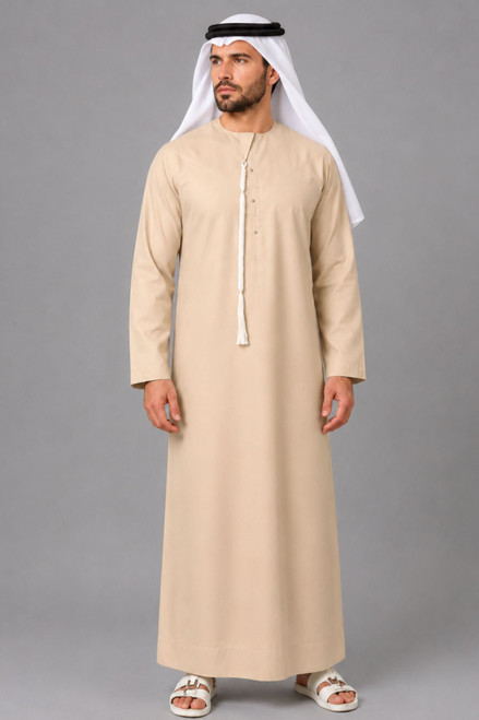 Traditional Cream Emirati Thobe – Traditional Cultural Design