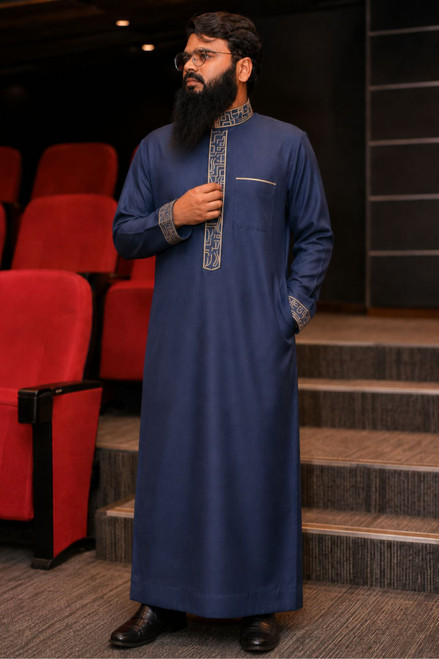 Embroidered Saudi Winter Thobe for Men – Stylish & Warm Traditional Wear
