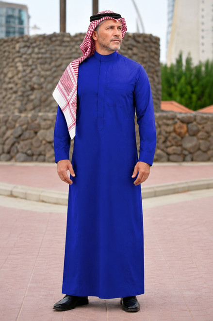 Sophisticated Royal Blue Saudi Thobe – Modern & Elegant Men’s Wear
