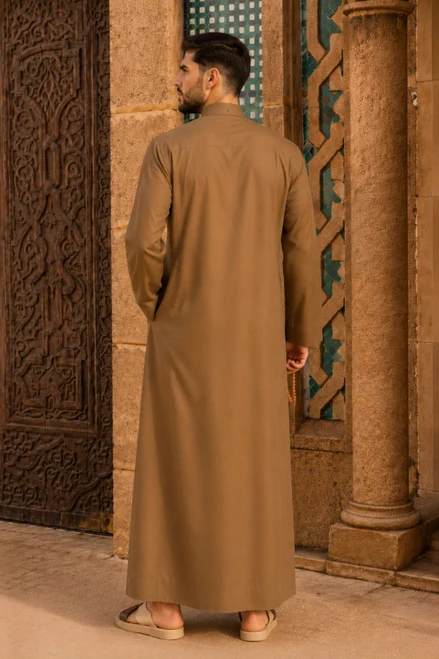 Light Brown Comfortable Saudi Thobe – Effortless Daily Elegance