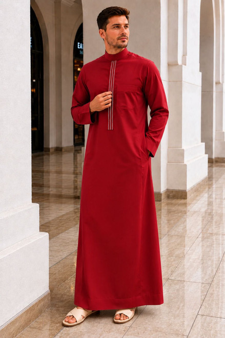Bright Red Saudi Thobe – Bold, Stylish & Comfortable for Special Events
