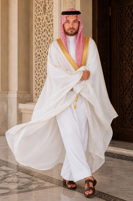 Traditional Classic White Bisht – Premium Lightweight Men’s Cloak
