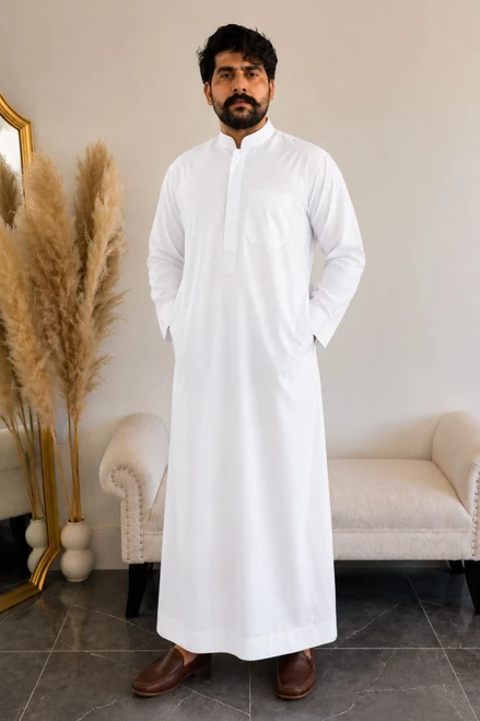 Traditional Elite White Kuwaiti Thobe – Tradition Meets Comfort