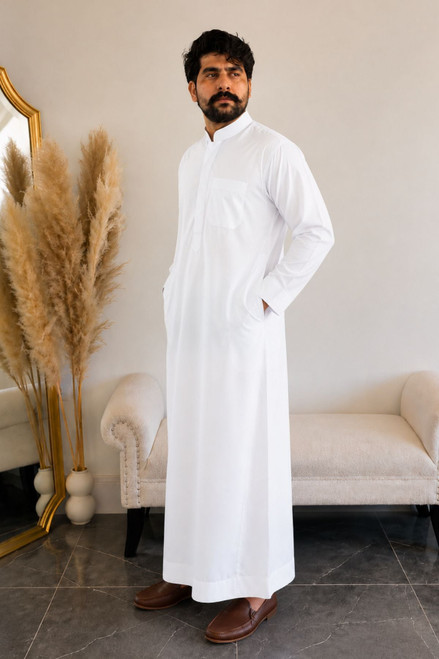 Traditional Elite White Kuwaiti Thobe – Tradition Meets Comfort