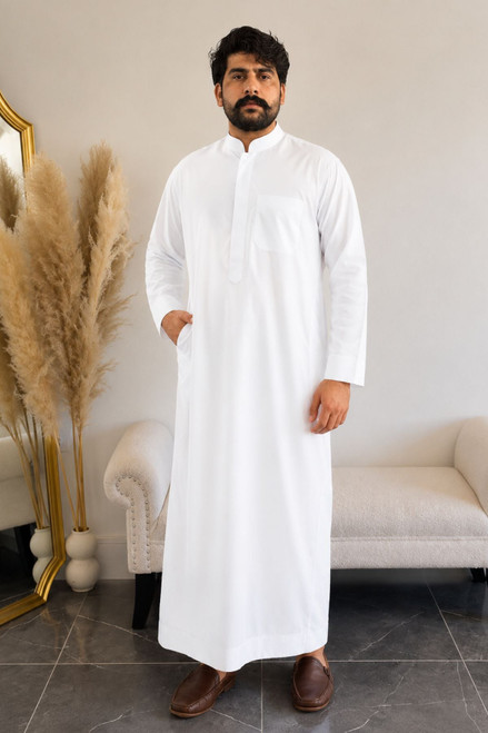 Traditional Elite White Kuwaiti Thobe – Tradition Meets Comfort