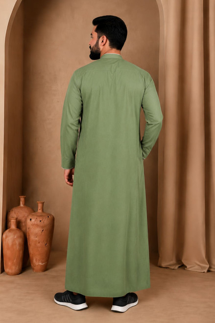 Cold Comfort Light Green Saudi Thobe – Stay Fresh & Stylish