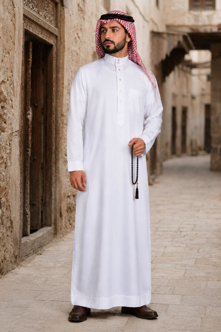 Classic White Saudi Thobe for Men