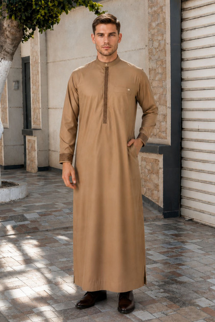 Premium Camel Brown Saudi Thobe for Men
