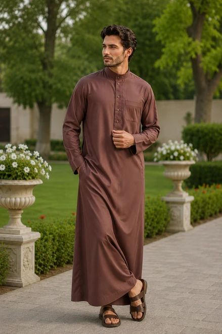 Dark Pink Saudi Thobe for Men
