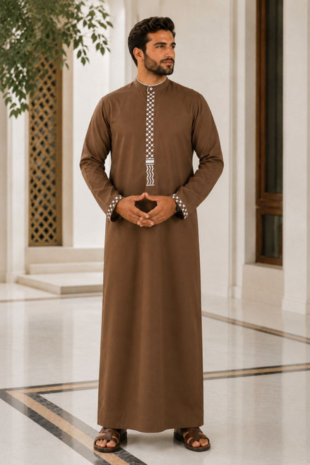 Mocha Brown Thobe for Men Classic Arabian Elegance