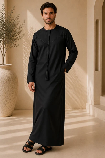 Classic Emirati Black Thobe for Men