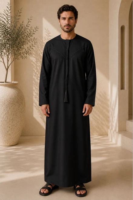 Classic Emirati Black Thobe for Men