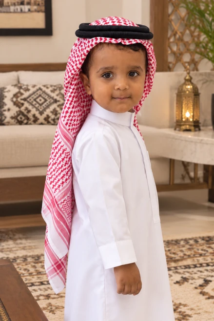 Elegant White Saudi Thobe for Children