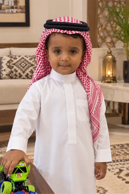 Elegant White Saudi Thobe for Children