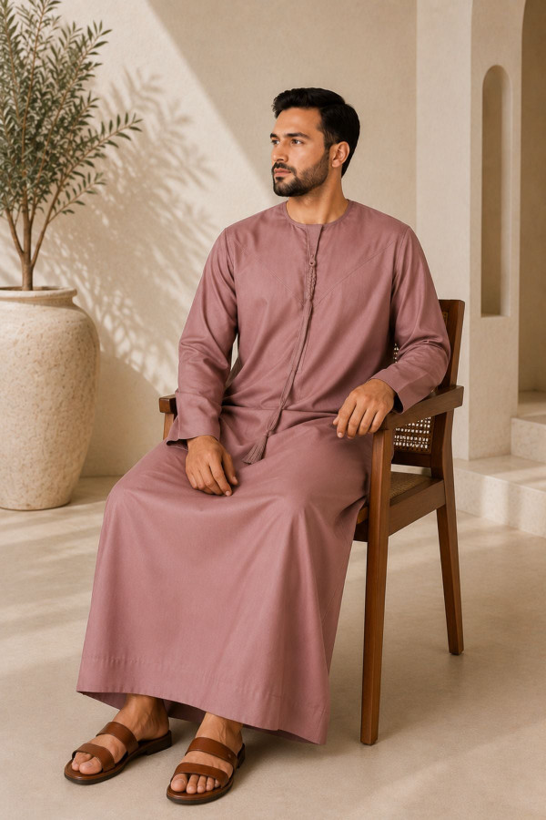 Light Rose-Brown Emirati Thobe – Elegant and Modern