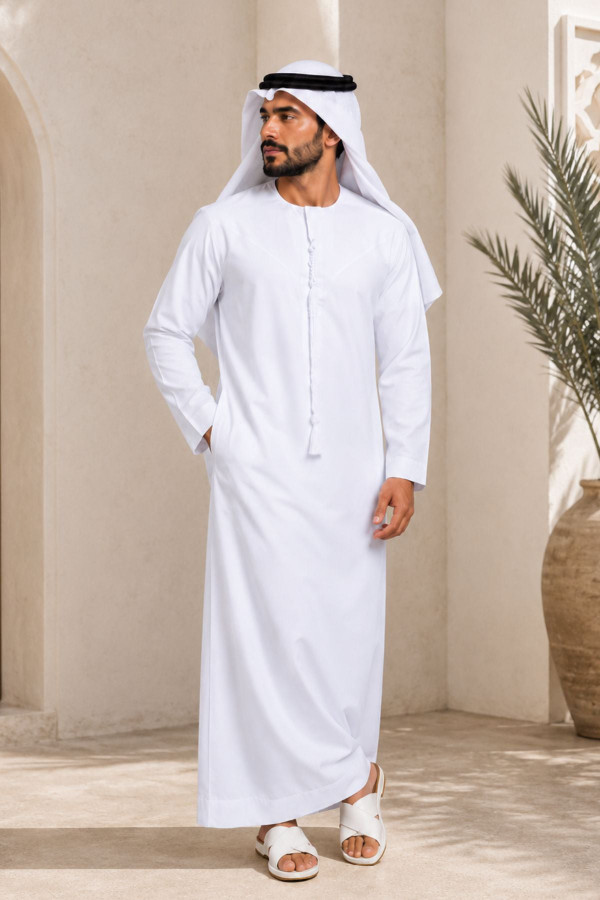 Comfortable White Emirati Thobe for Men
