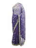 Royal Purple Floral Embroidered Net Saree with Designer Border