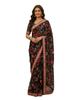 Elegant Black Floral Georgette Saree with Rich Embroidered Border