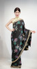 Chic Black Floral Printed Saree with Ornate Zari Border Chic Black Floral Printed Saree with Ornate Zari Border