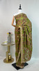 Olive Green Organza Saree with Grand Pink-Gold Floral Embroidery & Statement Border Olive Green Organza Saree with Grand Pink-Gold Floral Embroidery & Statement Border