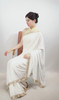 Timeless White Jacquard Saree with Embroidered Pastel Border Timeless White Jacquard Saree with Embroidered Pastel Border