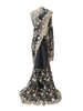 Hakoba Inc. Luxe Black Net Saree With Heavy Golden Sequin Embroidery