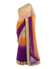 Multicolor Ombre Silk Saree with Stone Work and Golden Embroidered Border
