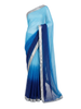 Ombre Silk Saree in Sky Blue to Navy Blue with Stone Work and Silver Embroidered Border