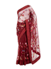 Maroon Net Saree with Multicolor Floral Embroidery