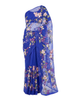 Royal Blue Organza Saree with Multicolor Floral Embroidery