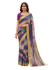 Rainbow Ombre Silk Saree with Stone Work and Golden Lace Border
